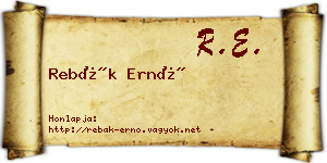 Rebák Ernő névjegykártya